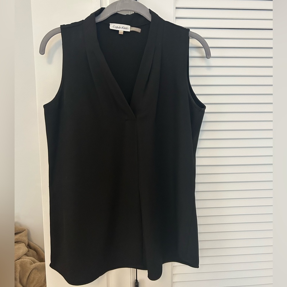 Calvin Klein Black V Neck Professional Work Blouse